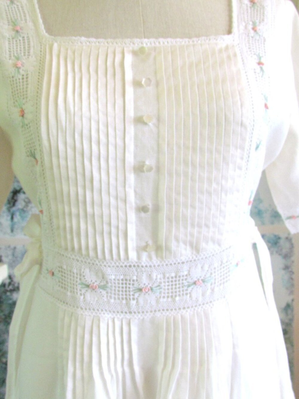 EDWARDIAN-STYLE WHITE DRESS, 8, ROMANTIC SUSAN BRISTOL VINTAGE; LINED RAMIE, EUC - Picture 3 of 12